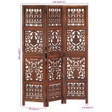 Sobna pregrada s 3 panela smeđa 120 x 165 cm masivno drvo manga | shoptok.hr