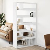 vidaXL Pregrada za prostor bela 100x33x187,5 cm inženirski les, (22009697) | Shoptok.si