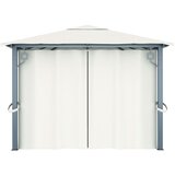  Sjenica sa zastorima i LED svjetlima 400 x 300 cm krem aluminij | shoptok.hr