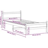  Posteljni okvir brez vzmetnice voščeno rjav 90x190 cm borovina | Shoptok.si