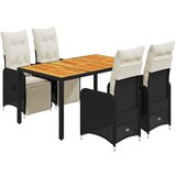 vidaXL vrtna bistro garnitura 5-delna z blazinami črn poli ratan, (21324082) | Shoptok.si