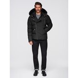 Ombre Men's quilted jacket with cut of ramoneski with hood - black | Eponuda.ba