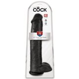 King Cock 15 - gigantski dildo s testisi (38 cm) - črn Cene
