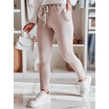 DStreet Spodnie damskie materiałowe chinosy z paskiem ROSSALI jasnoróżowe | Shoptok.si