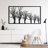 Wallxpert metalni zidni ukras 5210, niz golih stabala u ramu, 75 x 42 cm, crni | Eponuda.com