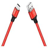 Hoco podatkovni kabel Type C na USB 1m 3A rdeč pleten | Shoptok.si