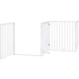 vidaXL Ograda za pse z vrati zložljiva 10 panelov bela 800 cm les | Shoptok.si