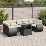 Maison Chic Seti vrtnega pohištva - Vrtna garnitura - Vrtni pohištvo set 8-delna z blazinami črn poli ratan, (21799219) | Shoptok.si