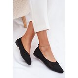 Boto Black Eco-Suede Ballerina Flats with Buckle Anlofi | shoptok.hr