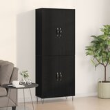 vidaXL Visoki kovček Črni hrast 69,5x34x180 cm Inženirski les | Shoptok.si