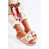 EVENTO PE1 Classic Suede Slippers With A Bow Beige Hayle | Shoptok.si