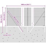 vidaXL Varjena žična ograja z 7 stebri sivo 1.4x10 m jeklo | Shoptok.si
