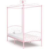  Posteljni okvir z ogrodjem za baldahin roza kovinski 90x200 cm | Shoptok.si