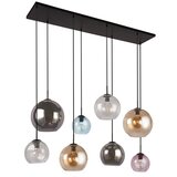 Searchlight Viseča svetilka Mardi Gras z 8 svetlobnimi palicami, mat črna, večbarvni stekleni senčniki, (22100744) | Shoptok.si