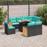  Vrtna garnitura - 9-dijelni set vrtnih sofa s jastucima crni od poliratana bagrem - Crna sa spremištem 1 | shoptok.hr