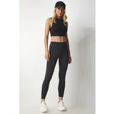  Women's Black High Waist Consolidating Basic Sports Leggings