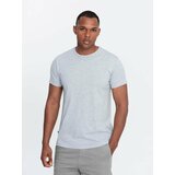 Ombre Men's classic cotton BASIC T-shirt - grey melange cene