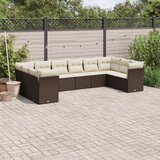  10-dijelni set vrtnih sofa od poliratana s jastucima smeđi | shoptok.hr