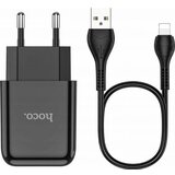 Hoco pametni hišni polnilec N2 z USB vtičem in s polnilnim kablom Lightning 2,1A - črn | Shoptok.si