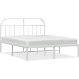 Maison Chic Kovinski Posteljni okvir - Dvoposteljna postelja - Zakonska postelja z vzglavjem bel 183x213 cm, (21693312) | Shoptok.si