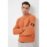 Calvin Klein Jeans Bombažen pulover oranžna barva