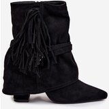 Boto Women Ankle Boots With Fringes And Gold Buckles Evelisse | Shoptok.si