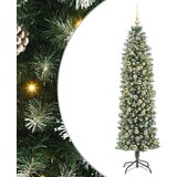 vidaXL Umetno vitko božično drevo med 300 LED Zelena in bela 180 cm | Shoptok.si
