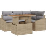  5-delni Vrtni Kavč Set z Blazinami Bež Poly Ratan, (22091320) | Shoptok.si