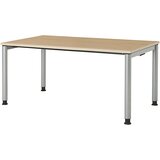 mauser Pravokotna miza, podnožje iz okroglih cevi, VxŠ 680 - 760 x 1600 mm, plošča imitacija javorja, ogrodje aluminijaste barve | Shoptok.si