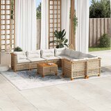  9-dijelni set vrtnih sofa s jastucima bež od poliratana 55 x 55 x 36 cm | shoptok.hr