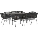 vidaXL 9-dijelni vrtni blagovaonski set s jastucima crnog poliratana | shoptok.hr