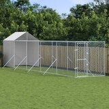 vidaXL Zunanja pasja ograda s streho srebrna 2x10x2,5m pocinkano jeklo - - Srebrna - 75.05 - 2 x 10 x 2.5 m - 2025- | Shoptok.si