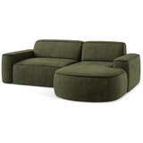 Makamii Zelena kotna sedežna garnitura iz šenilje (desni kot/z ležalnikom) Omao – | Shoptok.si