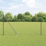 vidaXL evropska ograja z 7 oprijemnimi stebri 1.6x10 m cinkano jeklo sivo | Shoptok.si