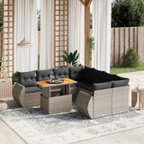 vidaXL 9-dijelni set vrtnih sofa od poliratana s jastucima sivi | shoptok.hr