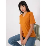 Fashionhunters Dark orange basic T-shirt