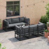 vidaXL Sjedeća garnitura za vrt 7 pcs Crna Aluminij | shoptok.hr