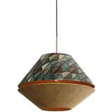 QAZQA Moderne hanglamp brons met dubbele velours kap blad dessin en beige - Combi 1 u