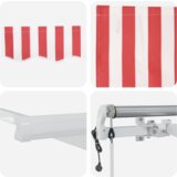 vidaXL Avtomatska retraktibilna tenda Rdeče in bele črte 600x300 cm | Shoptok.si