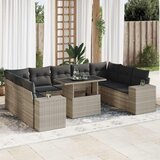 Maison Chic Seti vrtnega pohištva - Vrtna garnitura - Vrtni pohištvo set 10-delna z blazinami sv. siv poli ratan, (21819154) | Shoptok.si