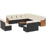  14-dijelni set vrtnih sofa s jastucima poliratan crni | shoptok.hr