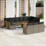  The Living Store Vrtna sedežna garnitura 14-delna z blazinami siv poli ratan - Vrtna Sedežna Garniture, (21459326) | Shoptok.si