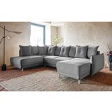 Miuform Siva sklopiva kutna garnitura od samta (s lijevim kutom/u obliku slova "U") Lazy Lukka – | shoptok.hr