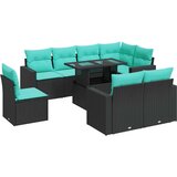  Vrtna garnitura - 9-dijelni set vrtnih sofa s jastucima crni od poliratana bagrem - Crna sa spremištem 1 | shoptok.hr
