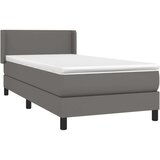  Box spring postelja z vzmetnico siva 80x200 cm umetno usnje | Shoptok.si
