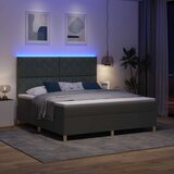  LED Box Spring Krevet Tamno siva 180 x 200 cm tkanina | shoptok.hr
