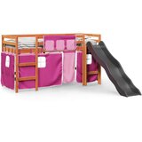vidaXL Dječji krevet na kat i zavjese ružičasti 80 x 200 cm borovina | shoptok.hr