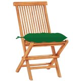 Bistro 3-dijelni bistro set sa zelenim jastucima od masivne tikovine | shoptok.hr