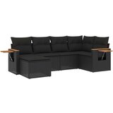  6-dijelni set vrtnih sofa s jastucima crni od poliratana | shoptok.hr