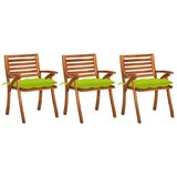 Maison Chic Vrtni jedilni stoli - Stol za vrt z blazinami 3 kosi trden akacijev les JS426, (21878764) | Shoptok.si